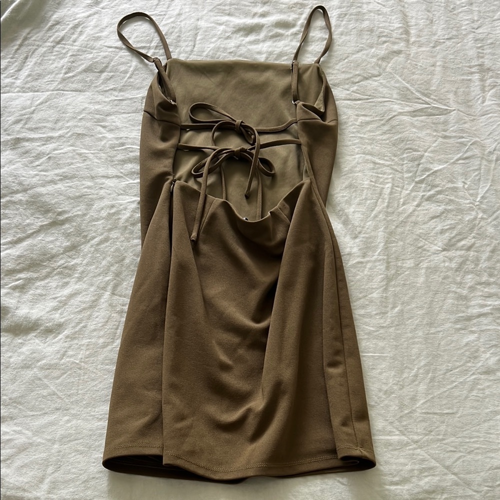 Urban outfitters army green open back mini dress